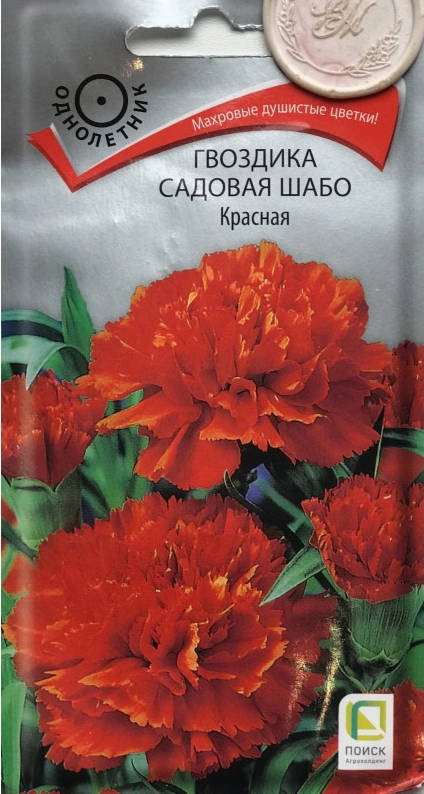 Гвоздика садовая Шабо красная (0,1 г) /Поиск/
