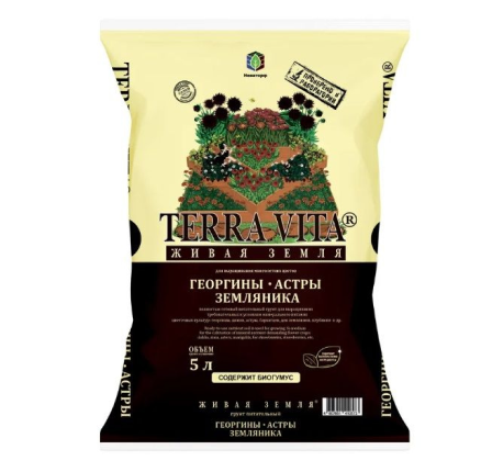 Живая земля Георгин-Астра-Земляника 5л торфогрунт /Фарт/(5)