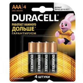 Батарейка LR03/AAA BL-4 DURACELL (щелочная) набор 4шт /Хоздвор/