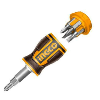 Отверткa короткая с битами 8 в 1 INGCO AKISDS0708