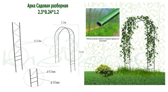 Арка Садовая разборная Новая 2.3*0.24*1.2(м) /Клеверс/